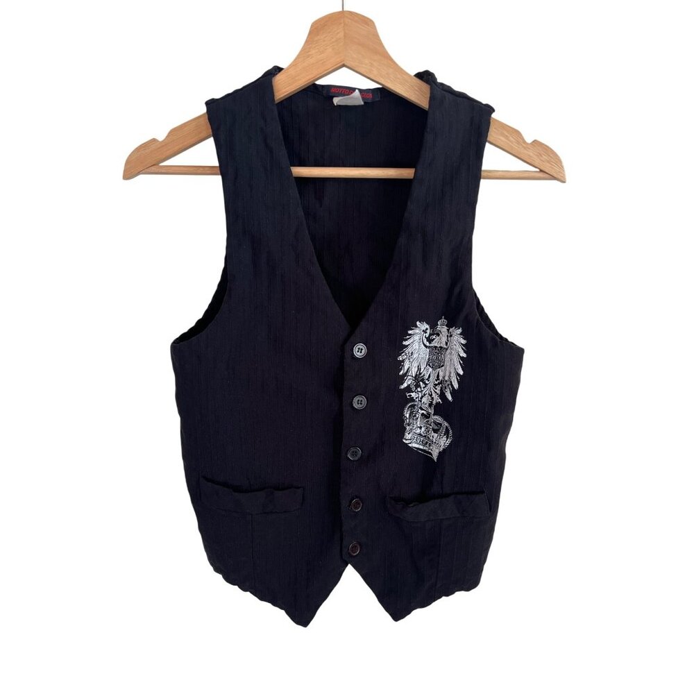 Motto DBA Clone Black Vest With Eagle Crest & Crown Design Women's Size L